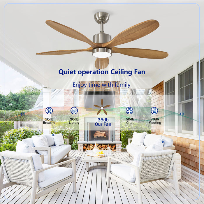 Ceiling Fan With Lights Quiet DC Motor Ceiling Fans 6 Speed Levels - Nickel