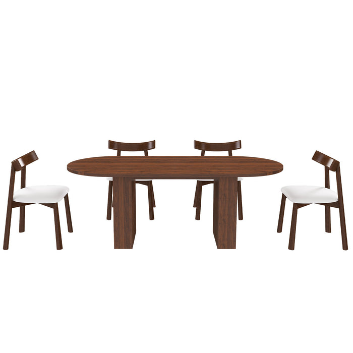 Oval Dining Table Set For 6 With 4 Chairs - Walnut