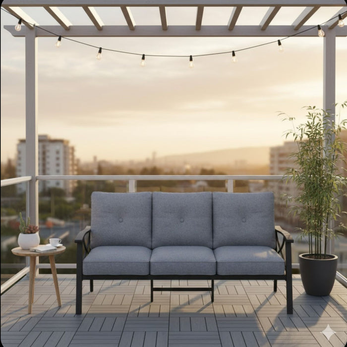 All-Weather 3 Seat Patio Sofa With Cushions