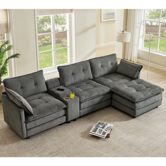 Oversized Modular Sectional Sofa With Multi Functional Console