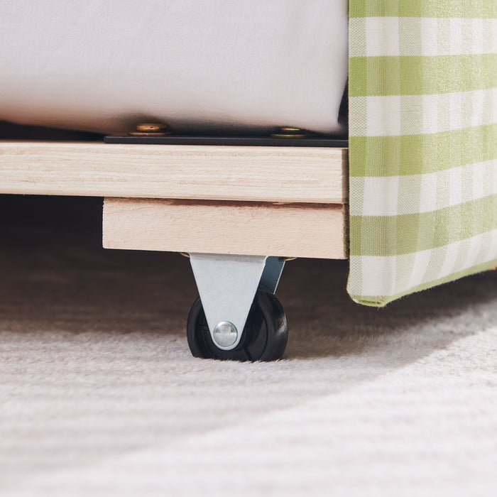 Gingham Daybed With USB Charging Port, Wave-Shaped Design