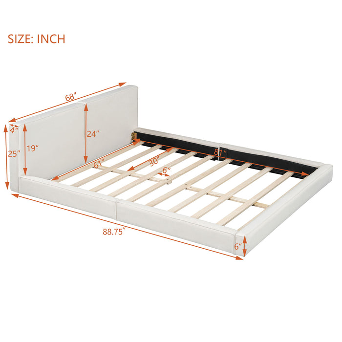 Upholstered Platform Bed, Grounded Bed With Solid Frame