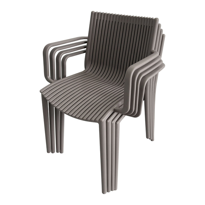 4 Piece Stackable Single Chairs With Vertical Stripe Design For All Weather