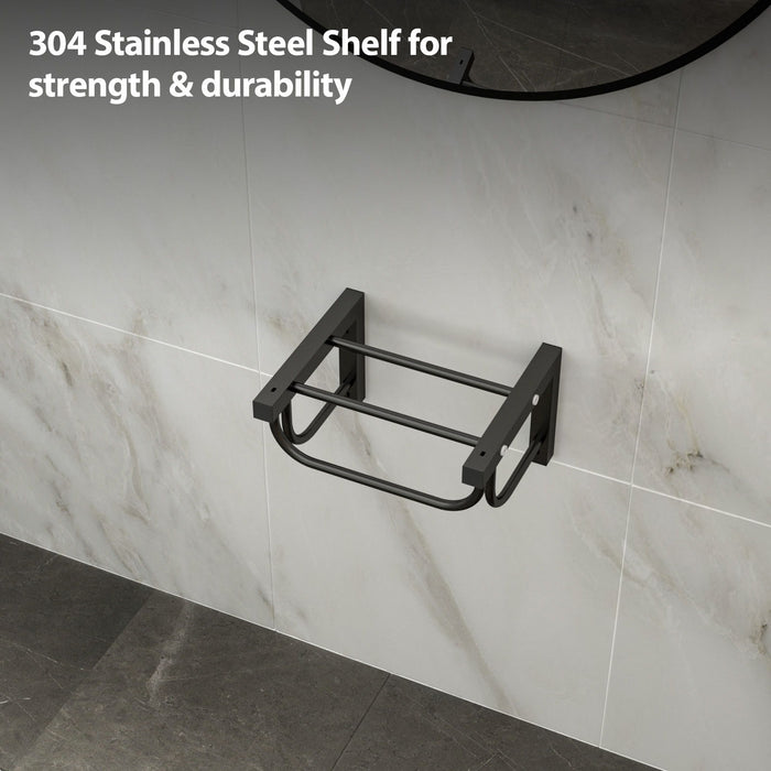 Rectangular Bathroom Sink With Towel Bar & Faucet Hole, Wall Mounted - White