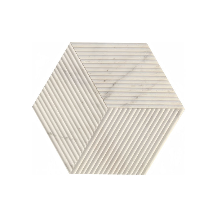 Hexagon Natural Stone Marble Tile, 3D Fluted (Set of 12)