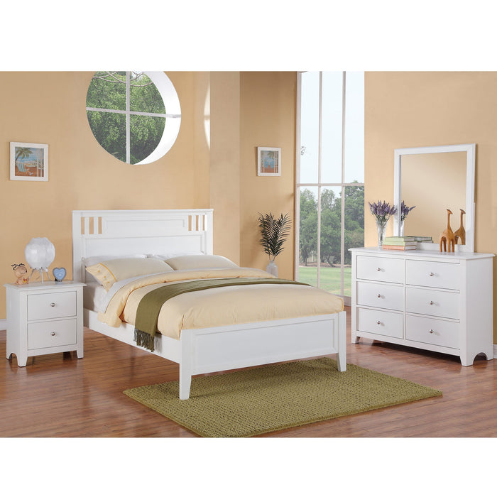 Simple Frame With Headboard And Vertical Carved Design