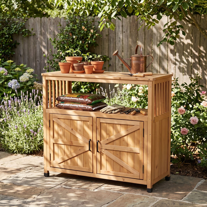 Patio Bar Table Set With Storage