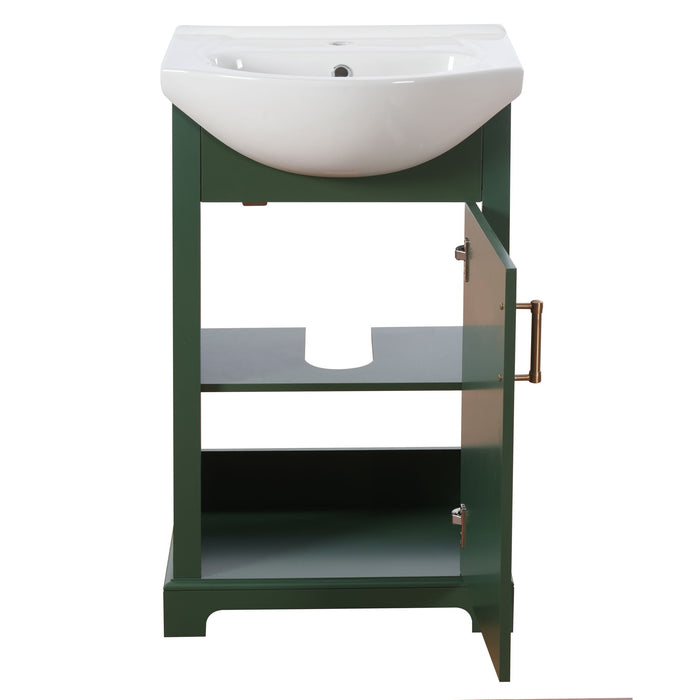 20" Bathroom Vanity With Bulged Sink, Freestanding Single Vanity Set, Soft Close Door