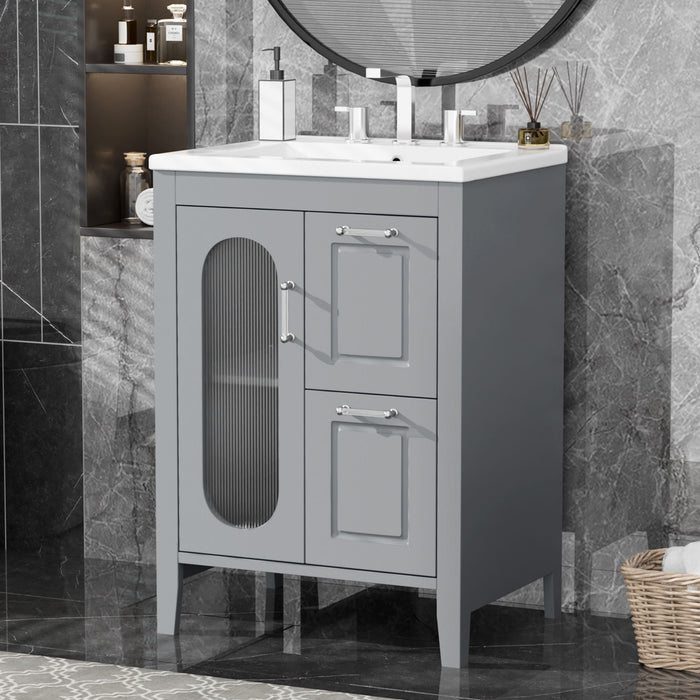 Modern Bathroom Vanity With Sink, Cabinet With 2 Drawers And Door, Adjustable Shelf