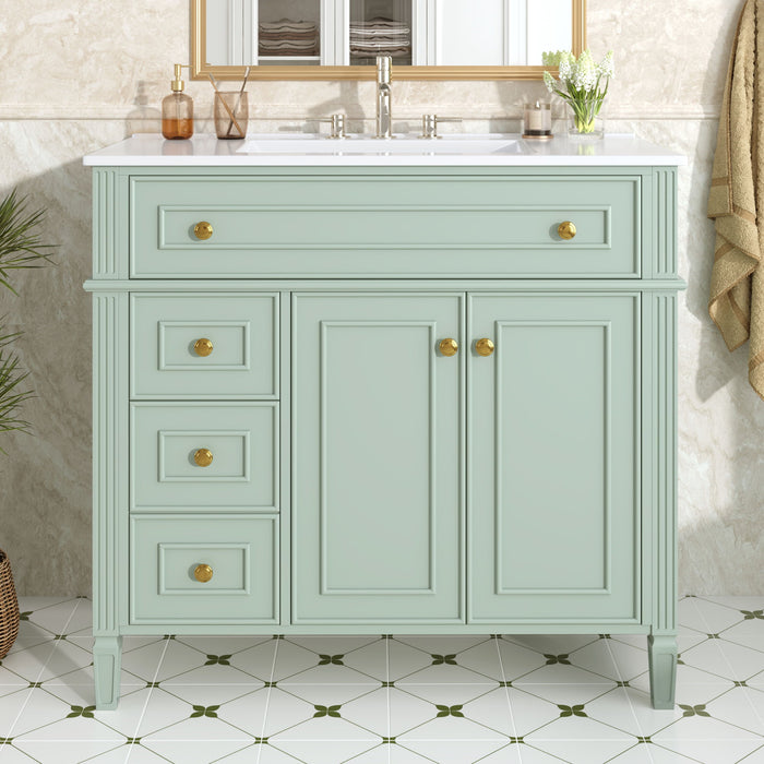 Bathroom Vanity With Sink, 3 Drawers & 2 Soft-Close Doors