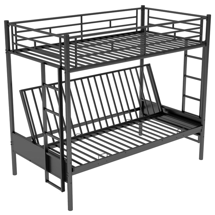 Twin Over Full Bunk Bed, Multifunction - Black