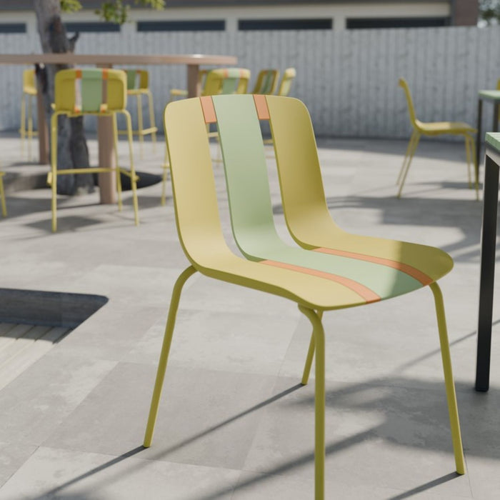 Modern Striped Blocking Single Chairs (Set of 4)