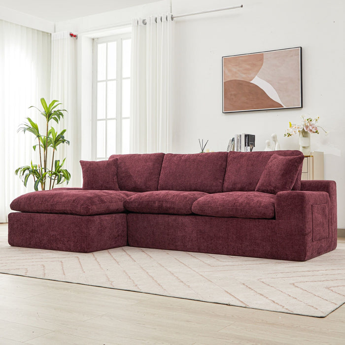 Cloud Sectional Sofa With Double Layer Cushion And Side Pockets, Free-Combined