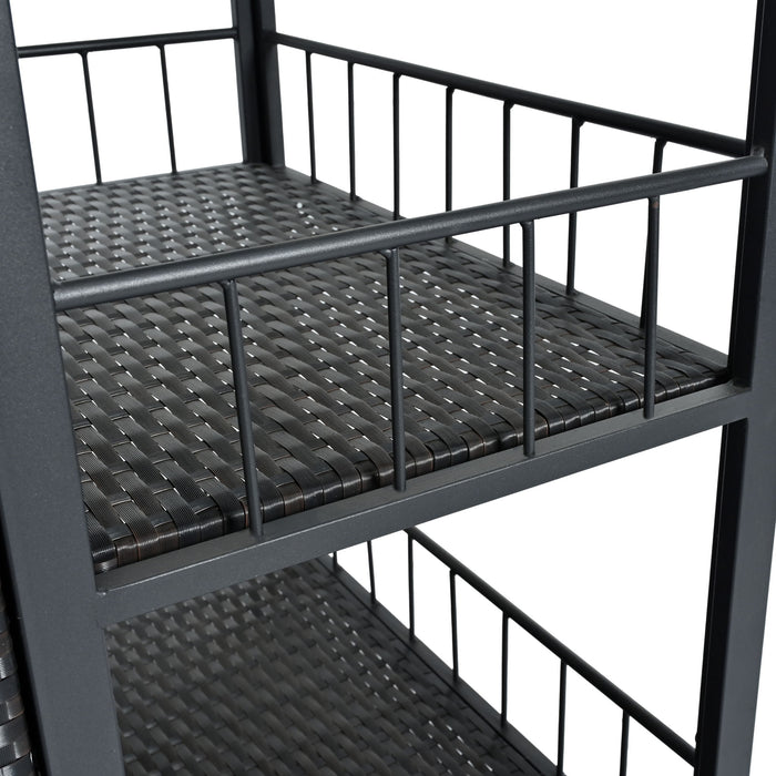 Outdoor Kitchen Island With Storage, Cooking Station, Grill Cart, Foldable Tabletop, And Bottle Opener - Dark Brown