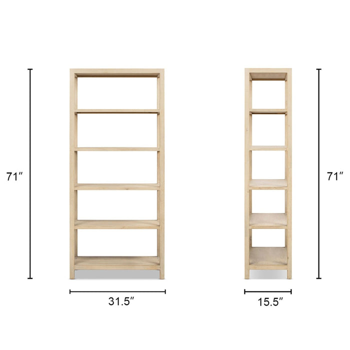 Ellis - 5 Shelf Open Frame Bookcase - Natural