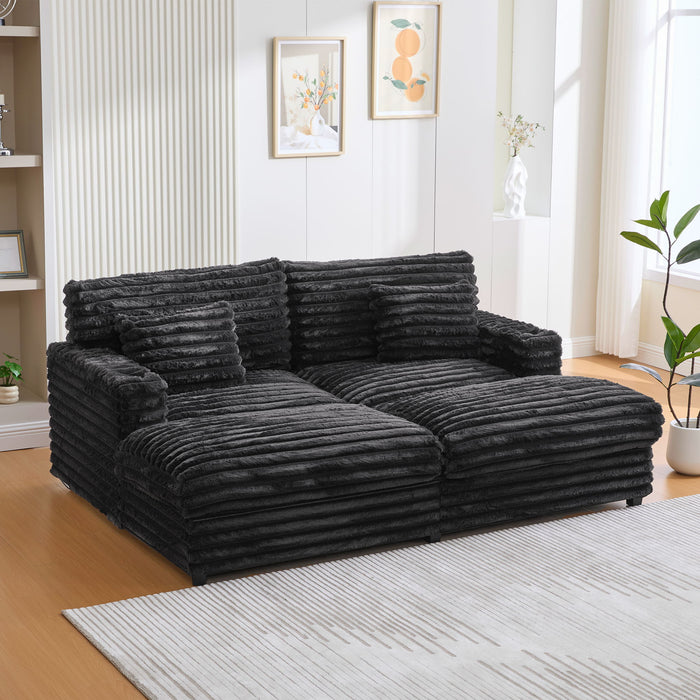 Oversized Double Chaise Lounge Sofa With USB Ports And Cup Holders
