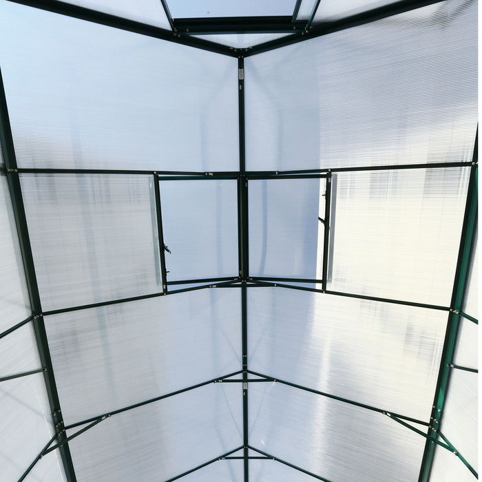 Polycarbonate Greenhouse, Heavy Duty Outdoor Aluminum Walk-In Green House Kit With Rain Gutter, Vent And Door For Backyard Garden