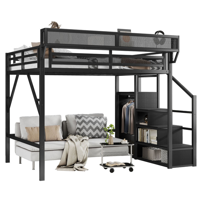 Loft Bed With Storage Shelves, Wardrobe