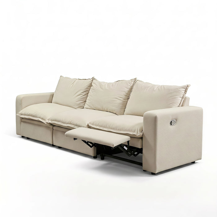 Plush Pillow Top Reclining Sofa, 3 Seat - Cream Beige