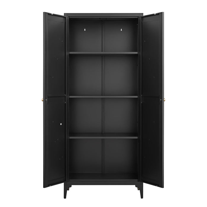 Adjustable 2 Door Kitchen Pantry Cabinet With Striped Design