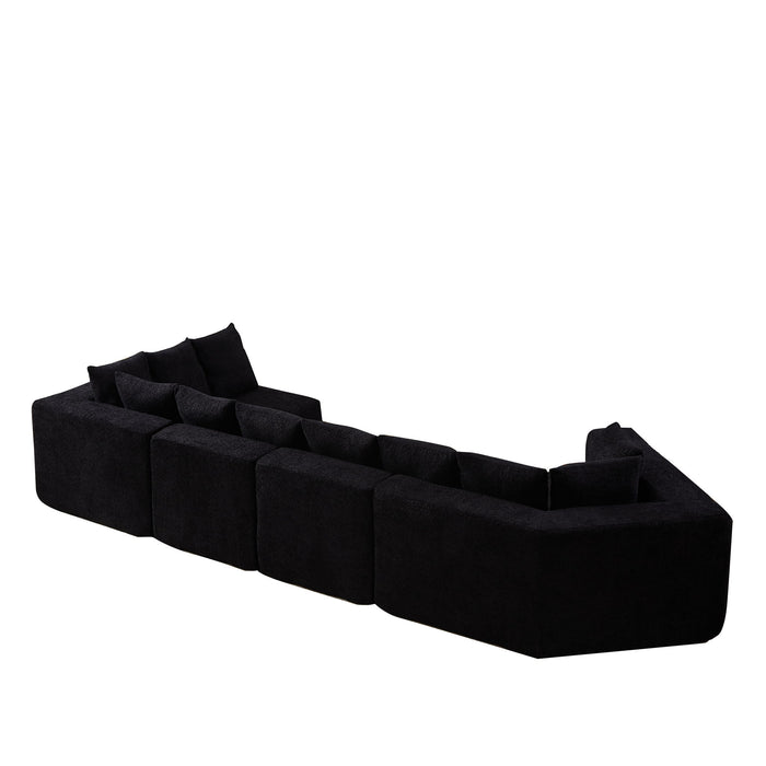 L - Shaped Modular Sofa With Deep Seat And 11 Pillows