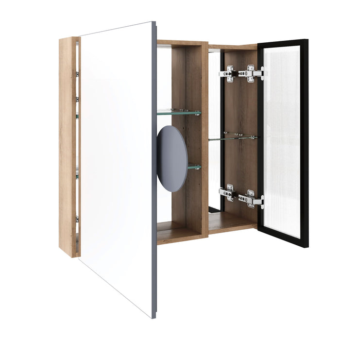 Wall Mounted Bathroom Cabinet & Adjustable Shelves - Imitative Oak