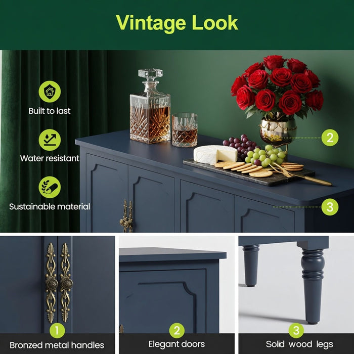 Vintage Buffet Cabinet With Adjustable Shelves