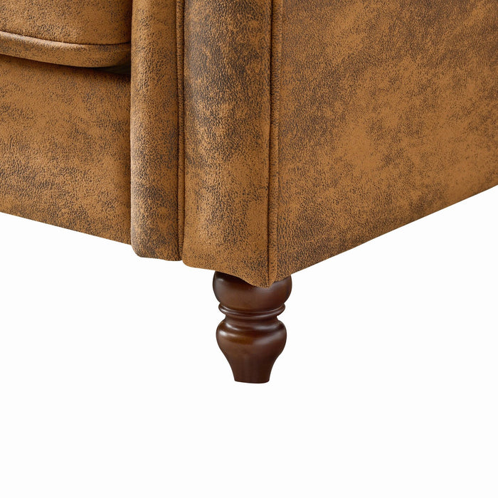 Chesterfield Loveseat, High Tech Fabric Roll Armrest