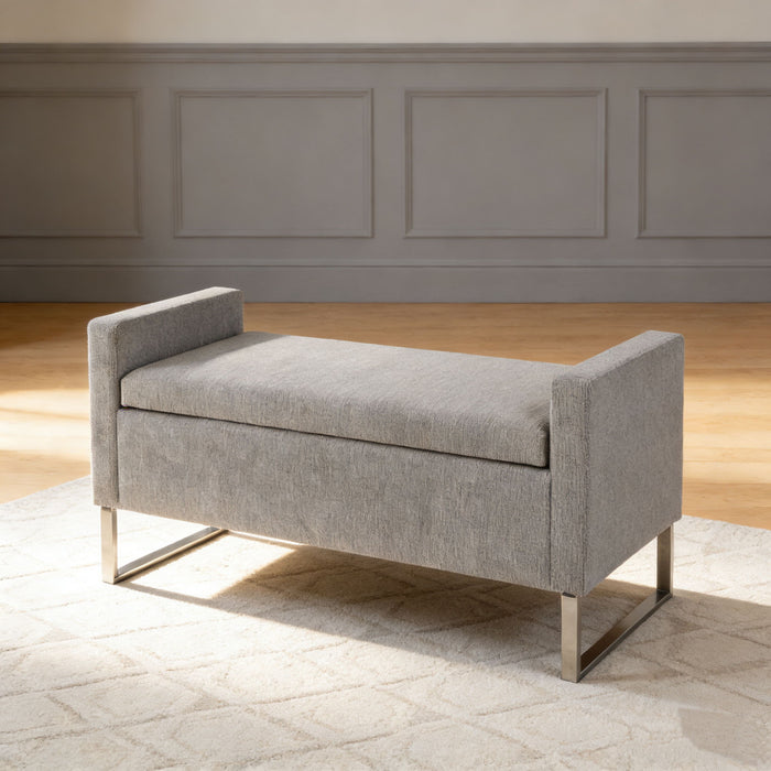 Upholstered Ottoman Bench With Storage - Dark Gray