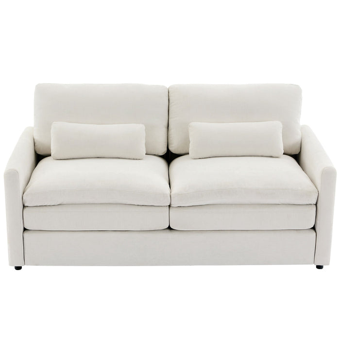 Cozy Upholstered Plush Cushion Loveseat Sofa For Living Room