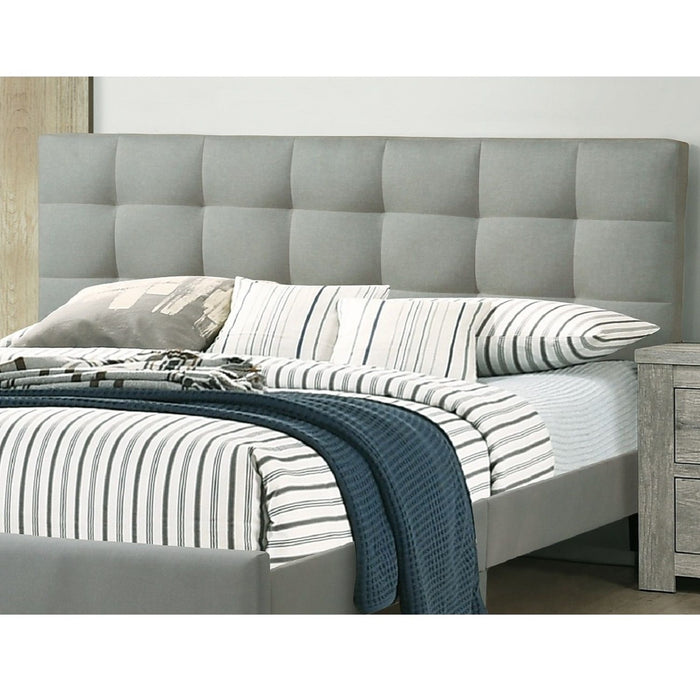 California King Size Tufted Headboard Platform Bedframe, Bedroom Furniture - Gray / Light Gray
