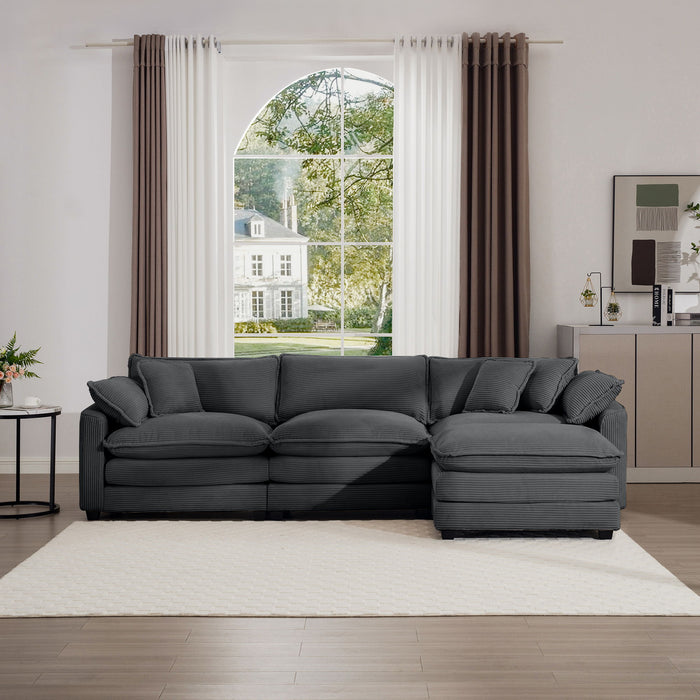 Modular Oversized Cushion Sofa With Ottoman, Low Back, Deep Seating Sofa Set