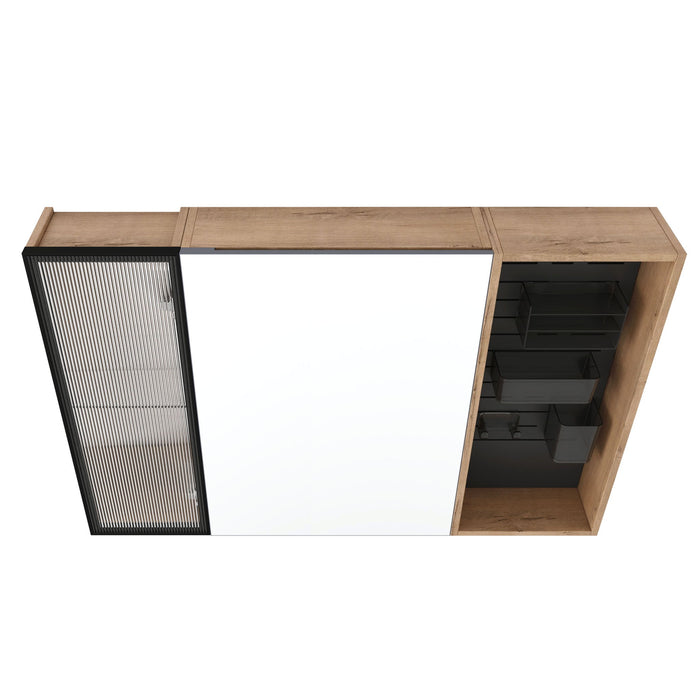 Wall Mounted Bathroom Cabinet, Adjustable Shelves Storage Cabinet - Imitative Oak
