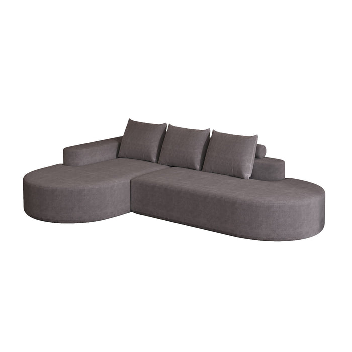 Modern Curved Sofa, L-Shaped Modular Sectional Set With 3 Pillows