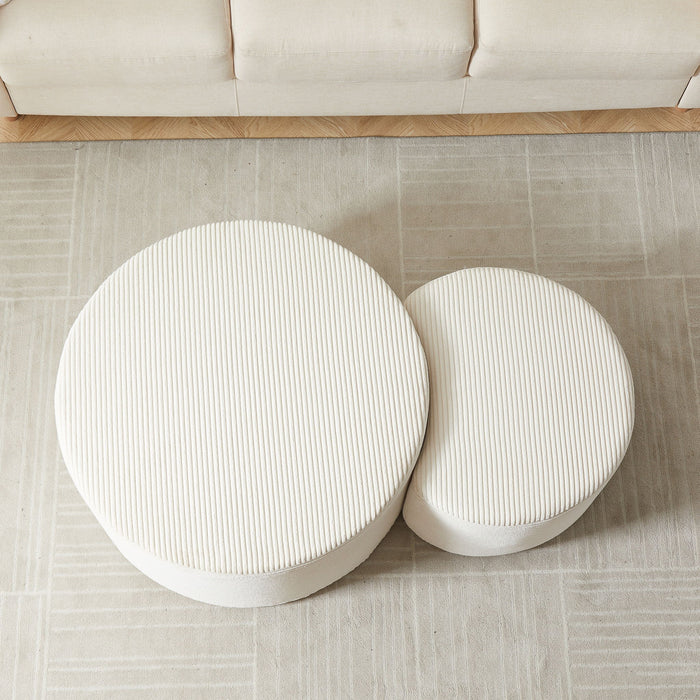 Modern Upholstered Round Coffee Table For Living Room (Set of 2)