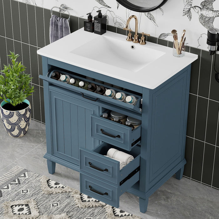 Bathroom Vanity With Sink Top, Flip Drawers, Adjustable Shelf