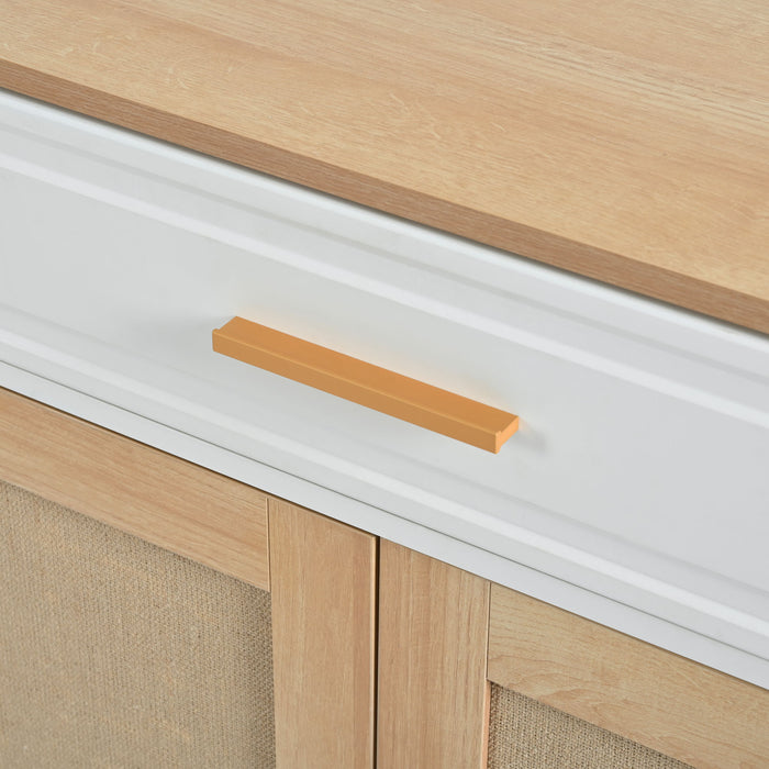 Pet Friendly Furniture Style Cat Litter Box House With Sisal Scratching Door And Charging Socket - Beige / White