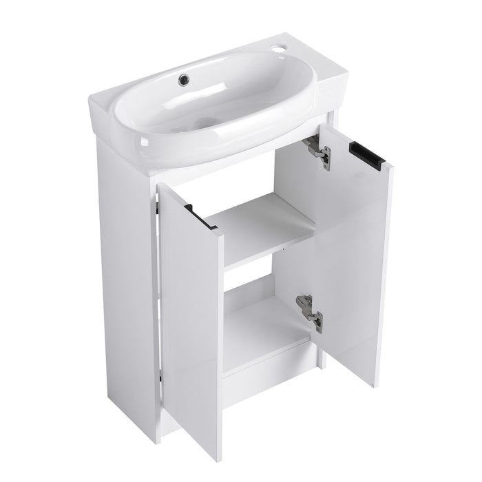Freestanding Bathroom Vanity With Sink And Storage Rack, Soft Close Doors Base With Basin