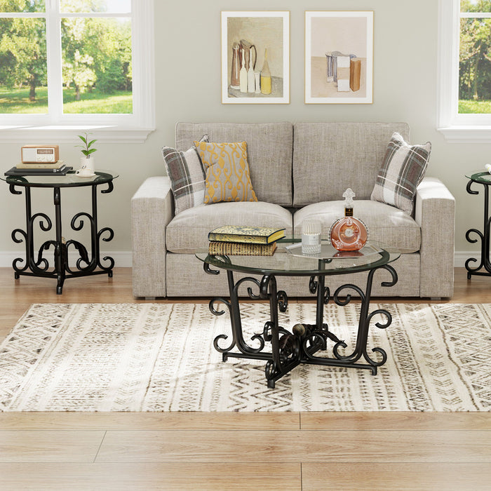 3 Piece Coffee Table Set, Scratch-Resistant - Black