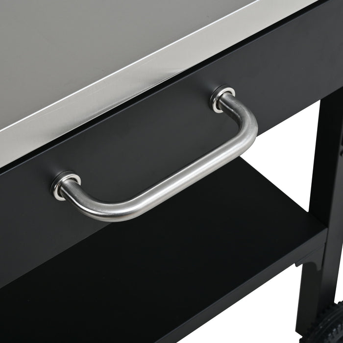 Foldable Outdoor Kitchen Cart With Storage For Patio