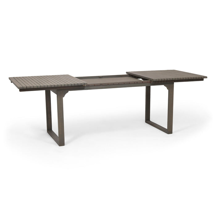 Outdoor Expandable Acacia Wood Dining Table With U Shaped Leg