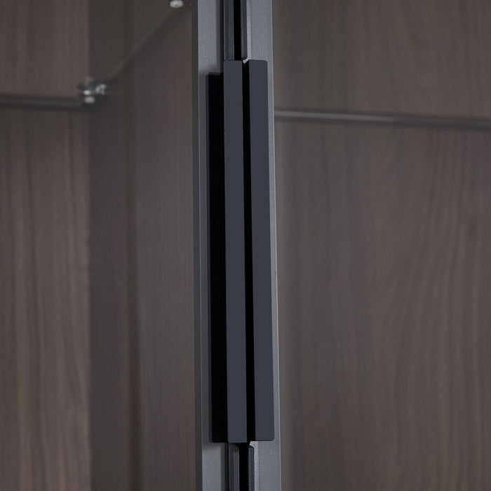 Modern Minimalist Tall Lighted Display Cabinet With Tempered Glass Door - Black / Dark Walnut