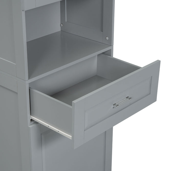 Tall Bathroom Cabinet With Tilt-Out Laundry Basket And Upper Storage