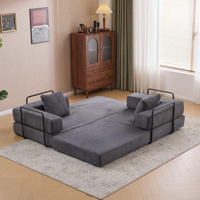 Floor Couch, Convertible Floor Sofa Bed With Pillow Back Support Armrest