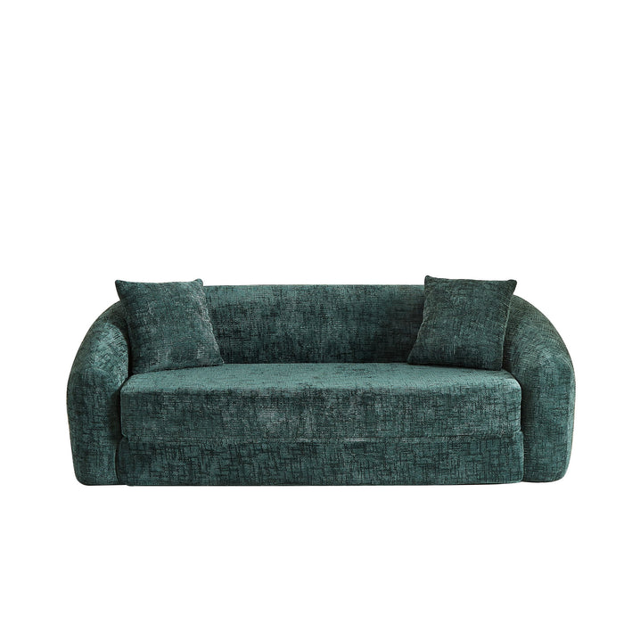 Curved Convertible Sofa, 2 In 1 Fold Out Bed With Pull Out Base And Deep Seat