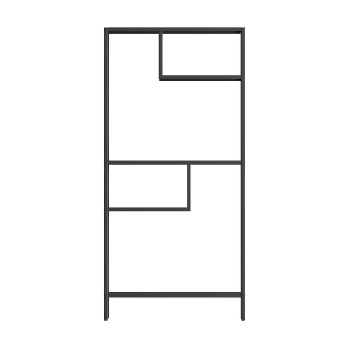 Modern Cube Storage Shelf With 4 Compartments & Metal Legs, Freestanding Organizer For Living Room, Bedroom, Home Office - Brushed Nickel