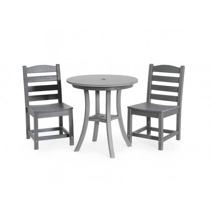 3 Piece Outdoor Dining Set, Round Patio Table With 2 Armless Chairs