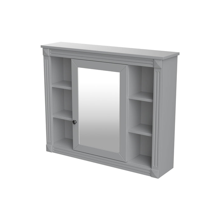 Wall Mounted Bathroom Storage Cabinet With Mirror, Cabinet With 6 Open Shelves And Adjustable Interior