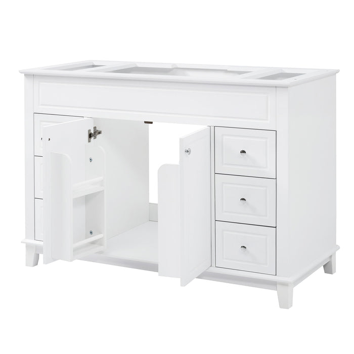 Bathroom Vanity Cabinet Only, 6 Soft Close Drawers & Double Doors With 2 Tier Shelves - White