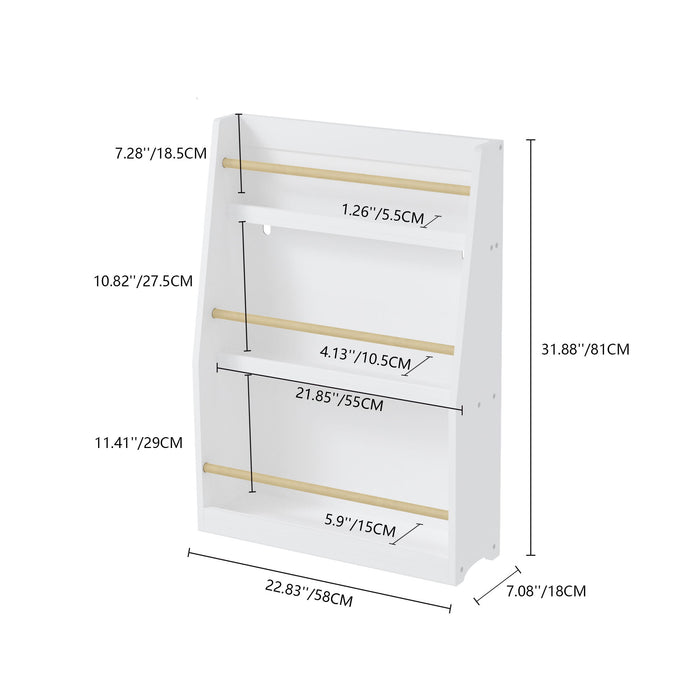 3 Tier Book Shelf, Compact Storage For Bedrooms